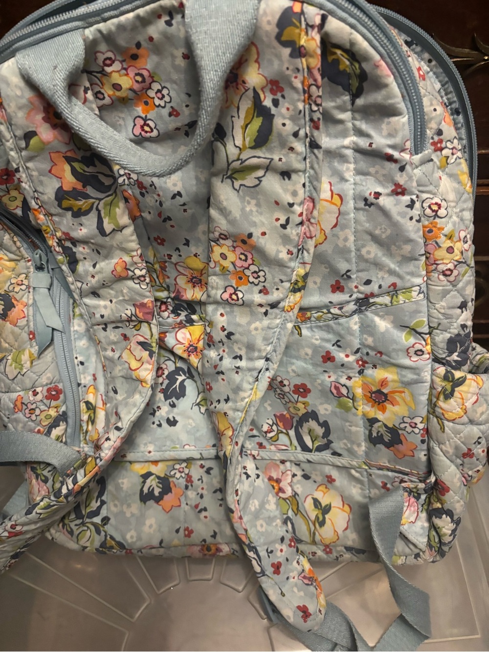 Vera Bradley Light Blue Quilted Floral Backpack - Picture 3 of 3